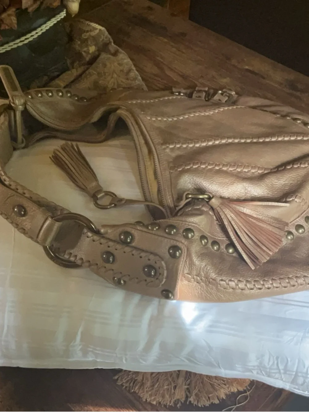 Bronze leather Isabella Fiori  Leather Hobo Shoulder Bag - Everyday Chic